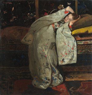 Girl in a White Kimono by George Hendrik Breitner Oil Painting