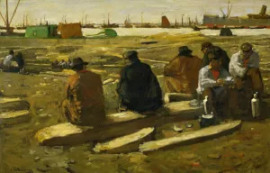 Lunchtime at the Building Site on the Van Diemenstraat in Amsterdam by George Hendrik Breitner Oil Painting