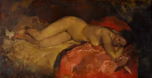 Reclining nude by George Hendrik Breitner Oil Painting