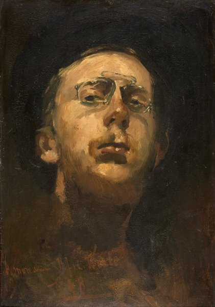 Self-portrait with pince-nez by George Hendrik Breitner - Hand-Painted Oil Painting Reproduction