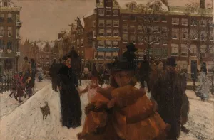 The Singel Bridge at the Paleisstraat in Amsterdam by George Hendrik Breitner Oil Painting