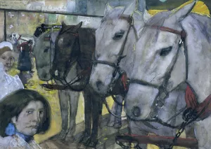 Trampaarden op de Dam te Amsterdam Oil painting by George Hendrik Breitner