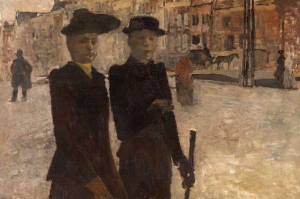 Women on the Rokin in Amsterdam  by George Hendrik Breitner - Hand-Painted Oil Painting Reproduction