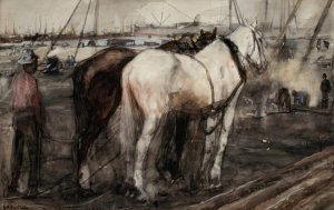 Work Horses At The Houthaven, Amsterdam by George Hendrik Breitner Oil Painting