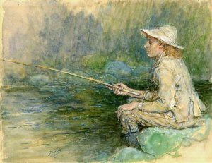 Boy Fishing by George Henry Boughton Oil Painting