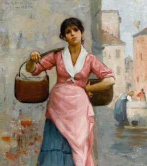 The Water Girl by George Henry Clements Oil Painting