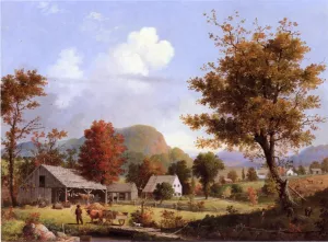 Autumn, Cider Pressing by George Henry Durrie - Oil Painting Reproduction