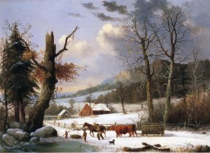 Gathering Wood for Winter by George Henry Durrie Oil Painting