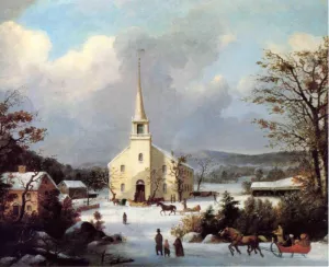 Going to Church by George Henry Durrie - Oil Painting Reproduction