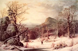 Hunter in the Wood Oil Painting by George Henry Durrie - Bestsellers