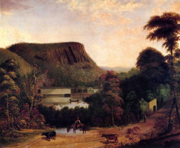Ithiel Town's Bridge Near East Rock by George Henry Durrie - Hand-Painted Oil Painting Reproduction