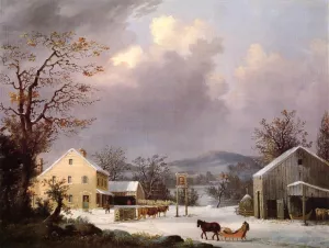 Jones Inn, Winter by George Henry Durrie - Oil Painting Reproduction