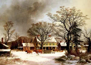 Seven Miles to Salem by George Henry Durrie Oil Painting