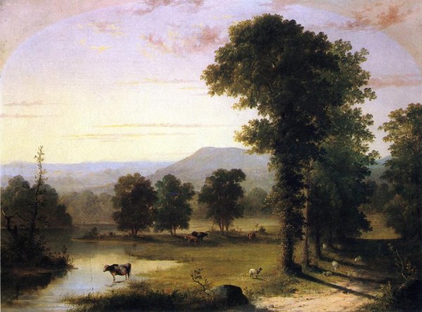 Summer Day on the River by George Henry Durrie - Hand-Painted Oil Painting Reproduction