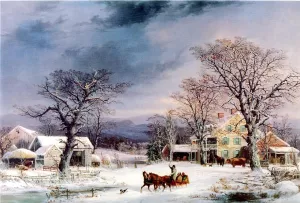 The Half-Way House by George Henry Durrie Oil Painting