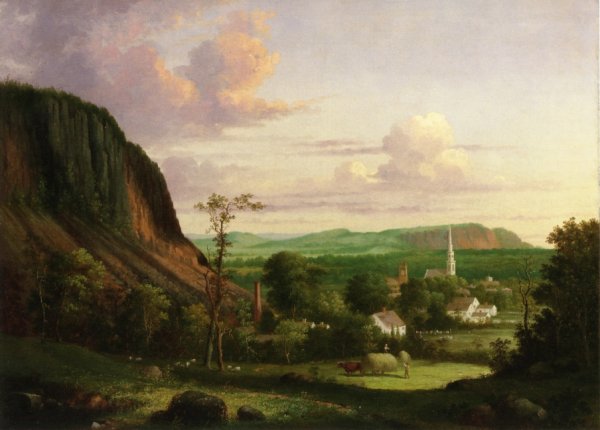 View of Westville by George Henry Durrie - Hand-Painted Oil Painting Reproduction