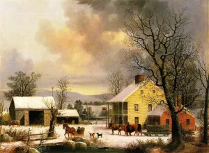 Winter in the Country 3 by George Henry Durrie - Oil Painting Reproduction