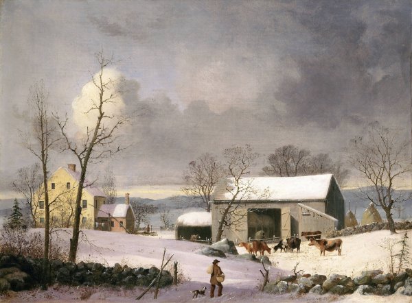 Winter in the Country  by George Henry Durrie - Hand-Painted Oil Painting Reproduction