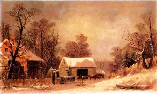 Winter in the Country by George Henry Durrie - Hand-Painted Oil Painting Reproduction