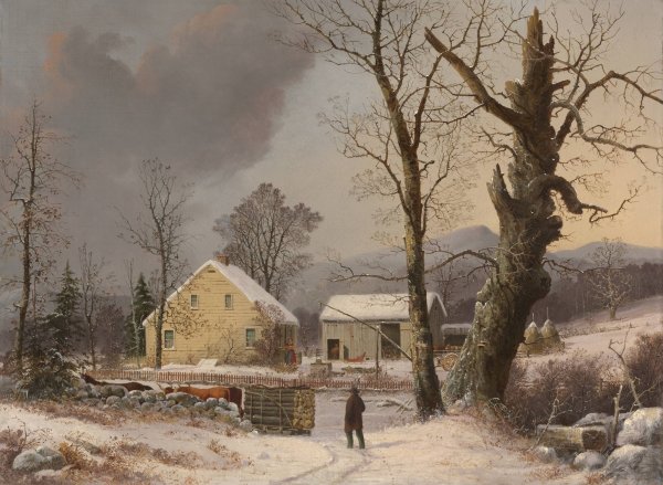 Winter Landscape  by George Henry Durrie - Hand-Painted Oil Painting Reproduction