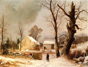 Winter Scene in New England by George Henry Durrie Oil Painting