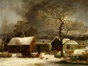 Winter Scene in New Haven, Connecticut by George Henry Durrie Oil Painting