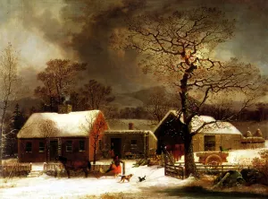 Winter Scene in New Haven by George Henry Durrie - Oil Painting Reproduction