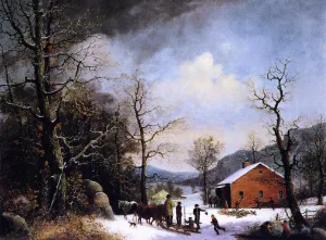 Winter Scene Oil Painting by George Henry Durrie - Bestsellers