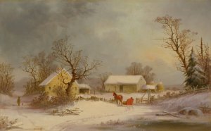 Winter-Time On The Farm by George Henry Durrie Oil Painting
