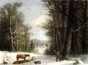 Woodsman in Winter painting by George Henry Durrie