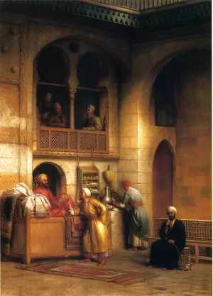 Rug Bazaar, Cairo by George Henry Hall Oil Painting