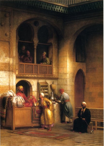 Main Product Photo of Rug Bazaar, Cairo Painting by George Henry Hall
