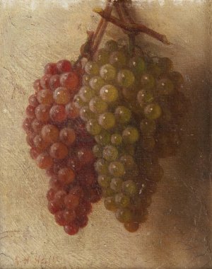 Still Life with Hanging Grapes by George Henry Hall Oil Painting