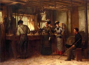 The Turners Shop, Palensville, Catskill Mountains by George Henry Hall Oil Painting