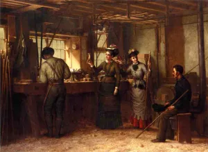 The Turners Shop, Palensville, Catskill Mountains by George Henry Hall - Oil Painting Reproduction