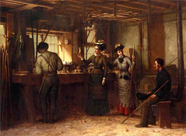 The Turners Shop, Palensville, Catskill Mountains by George Henry Hall - Hand-Painted Oil Painting Reproduction
