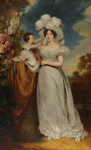 Portrait of a Lady And Child by George Henry Harlow Oil Painting