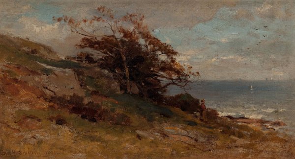 Landscape Near Sea  by George Henry Smillie - Hand-Painted Oil Painting Reproduction