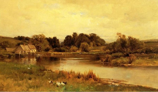 Main Product Photo of Mill Pond at Ridgefield, Connecticut Painting by George Henry Smillie