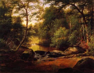 A River Landscape by George Hetzel - Oil Painting Reproduction