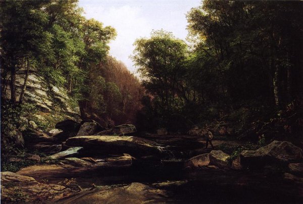 Main Product Photo of Fishing Near Shade Run Furnace Painting by George Hetzel