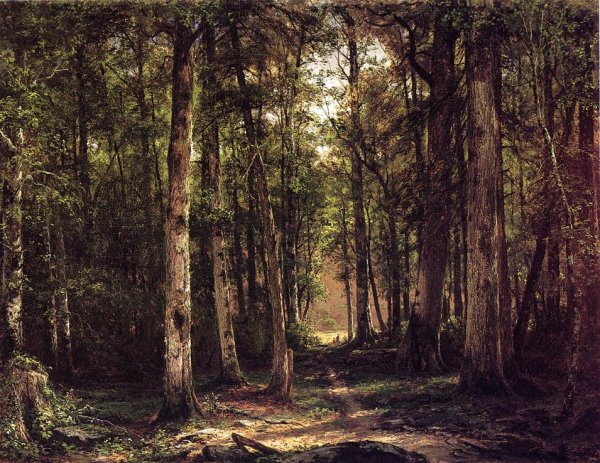 Main Product Photo of Forest Scene with Mother and Child Painting by George Hetzel