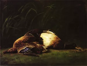 Nature Mort - Hen and Drake Mallard by George Hetzel Oil Painting