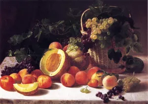 Still Life with Basket of Grapes Oil painting by George Hetzel