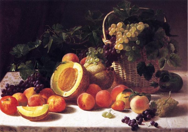 Main Product Photo of Still Life with Basket of Grapes Painting by George Hetzel