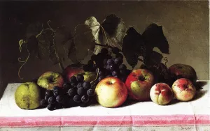 Still Life with Concord Grapes and Apples Oil painting by George Hetzel