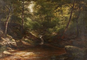 Waterfall in the Forest by George Hetzel Oil Painting