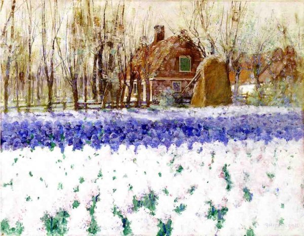Cottage with Hyacinths by George Hitchcock - Hand-Painted Oil Painting Reproduction