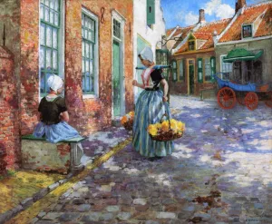 Dutch Flower Girls by George Hitchcock - Oil Painting Reproduction
