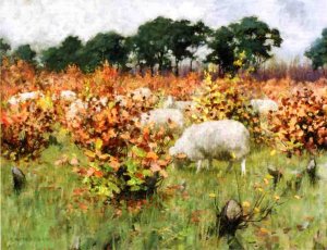 Grazing Sheep by George Hitchcock Oil Painting